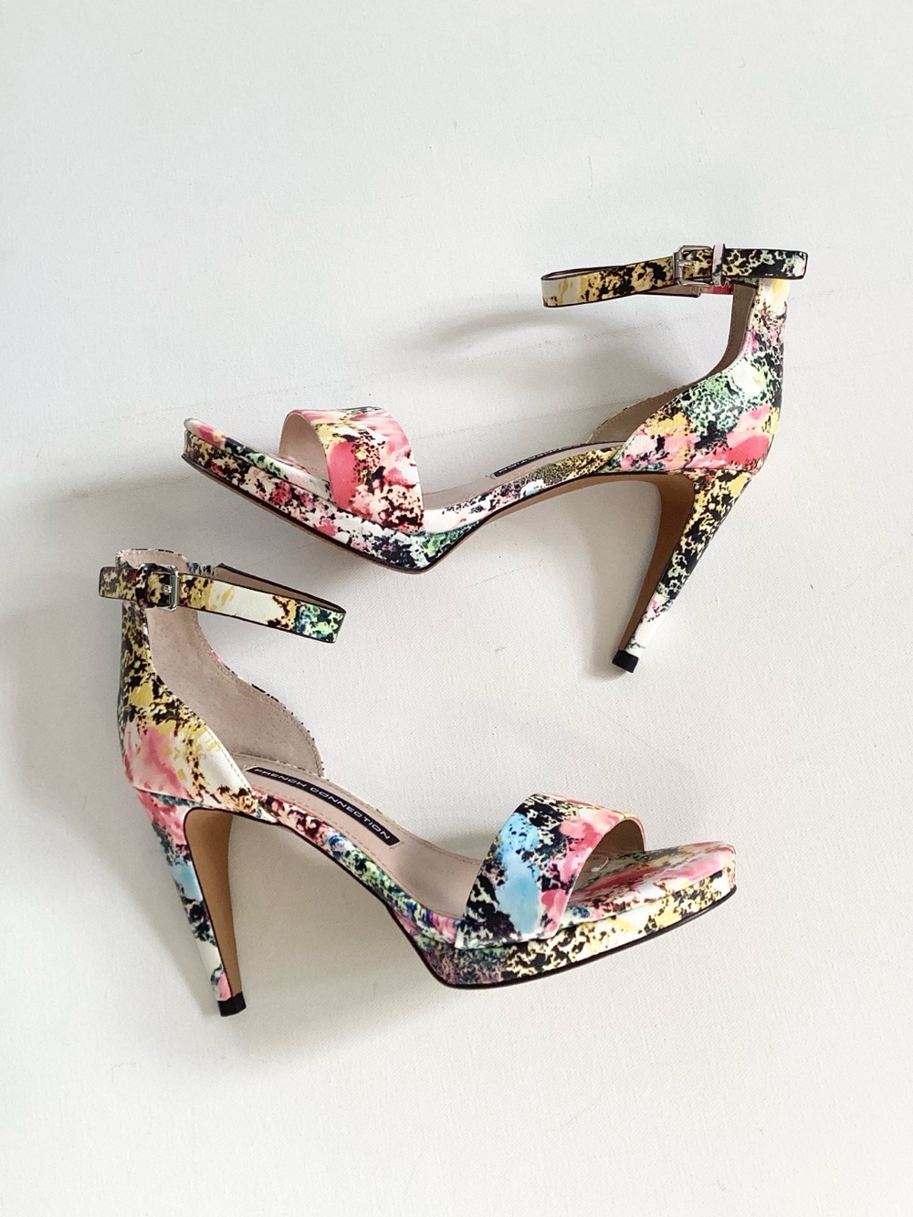 NWT French Connection Nata Floral Ankle-Strap High Heel Sandals